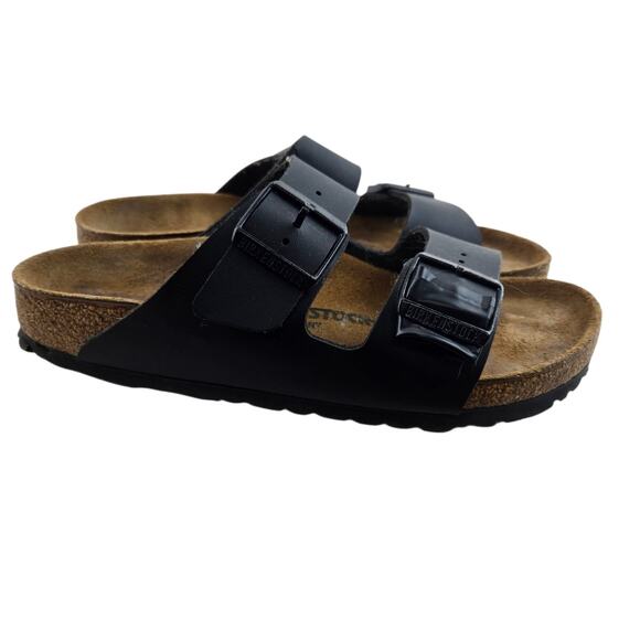 Birkenstock Shoes - Birkenstock Arizona Sandals Womens 7 7.5 38 Black Birko Flor Slip On Comfort